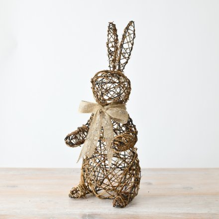 Standing Rattan Rabbit – Forever Amber