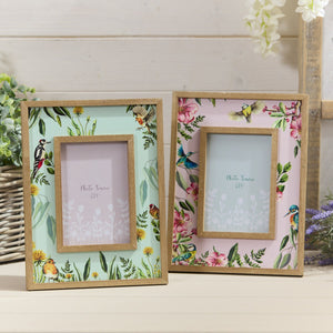 Feathered Floral Wood Frame x 1