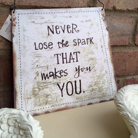 Never lose the spark metal sign
