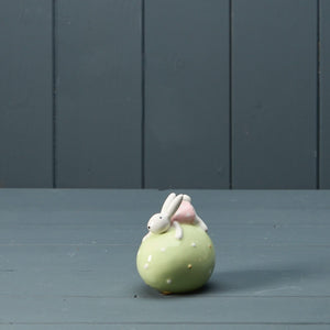 Ceramic Bunny with Green Egg