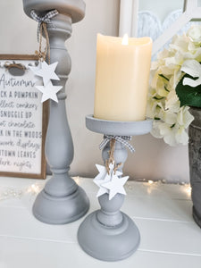 Large Grey Candlestick with Stars