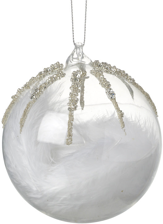 Feather and Glitter Large Bauble
