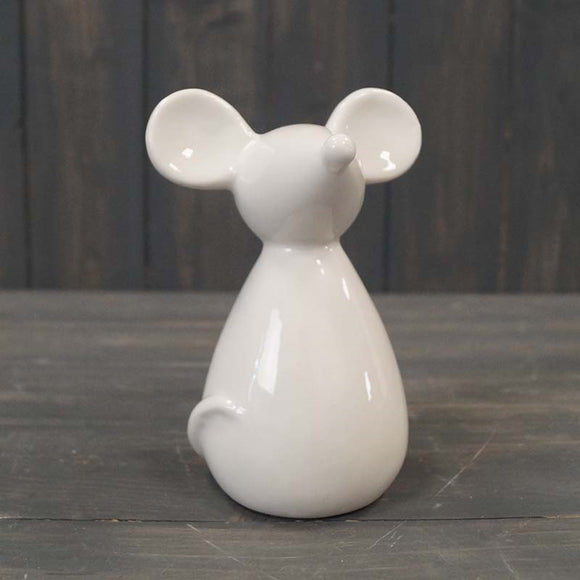 Large White Ceramic Mouse