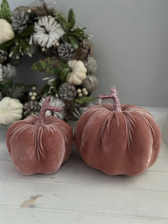 Large Pink Velvet Pumpkin