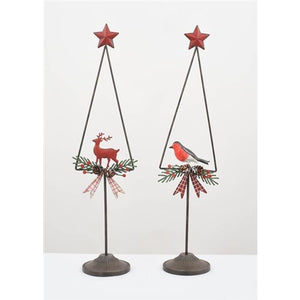 Metal Tree with Stag/Robin x1