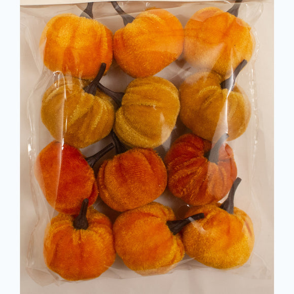 Pack of Velvet Pumpkins Assorted